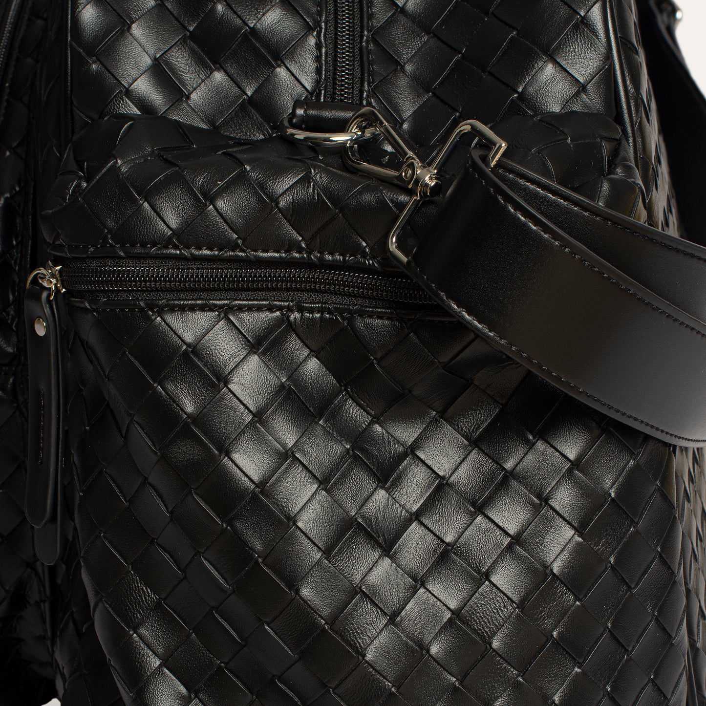 Large Duffel Racket Bag Woven Leather Black