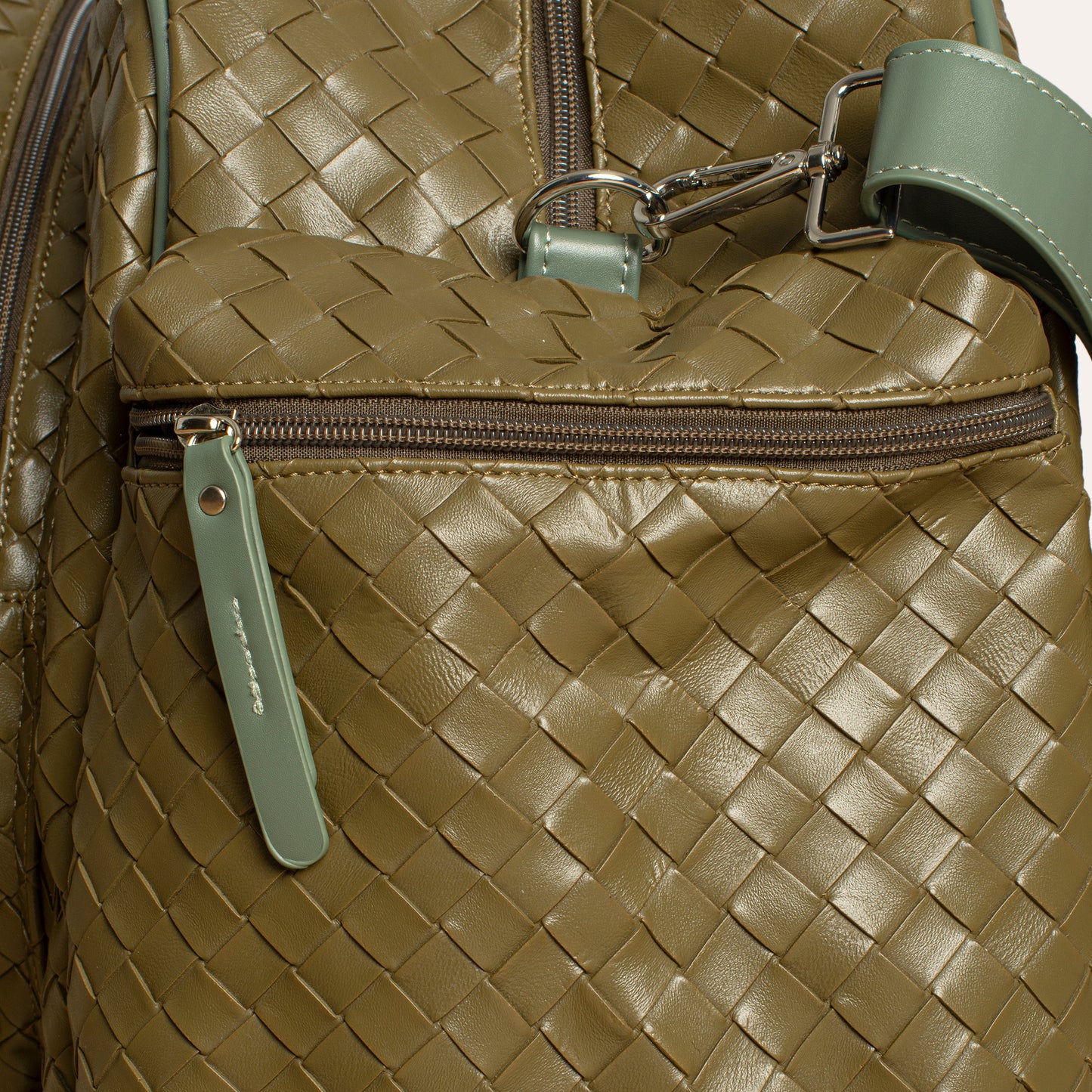 Large Duffel Racket Bag Woven Leather Green