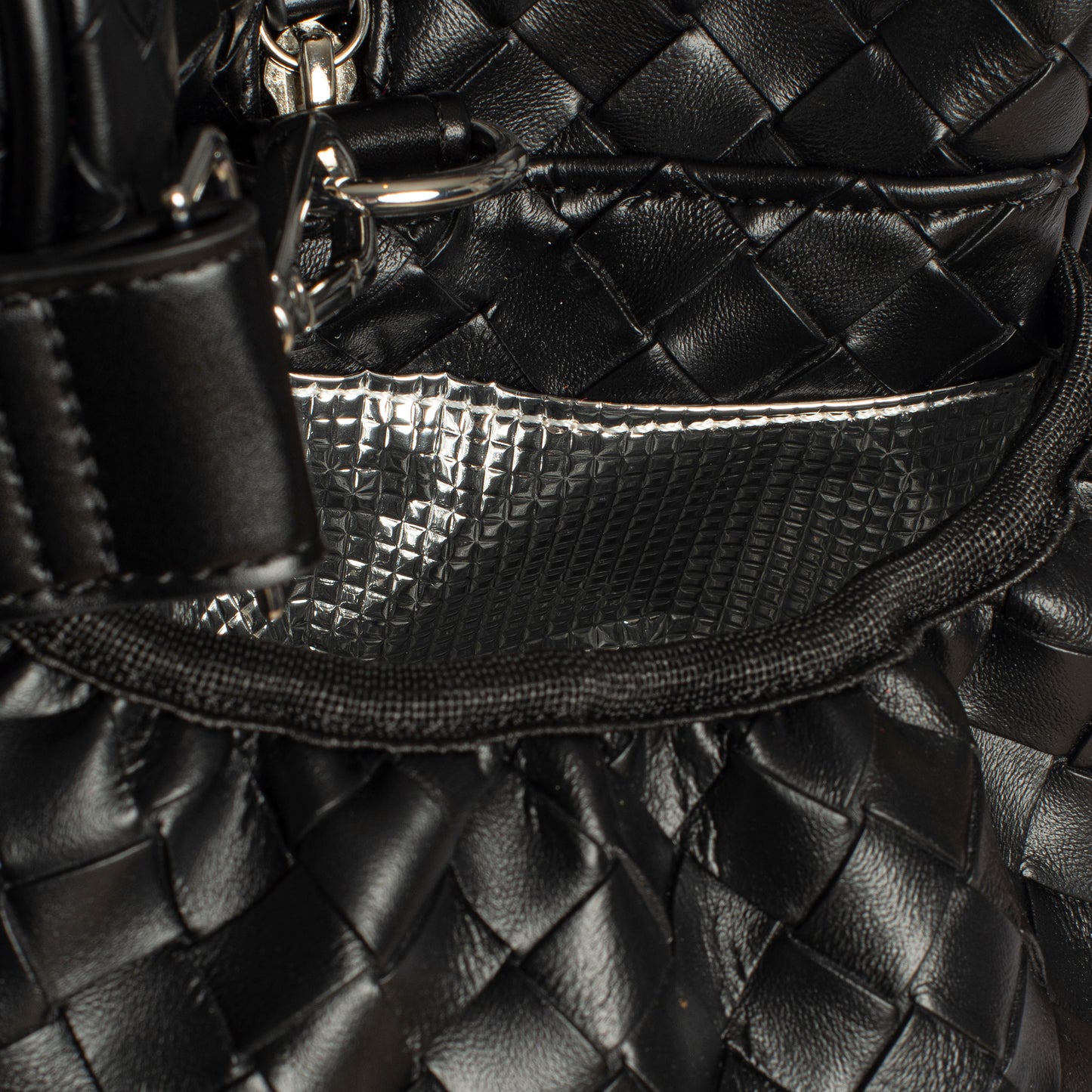Large Duffel Racket Bag Woven Leather Black