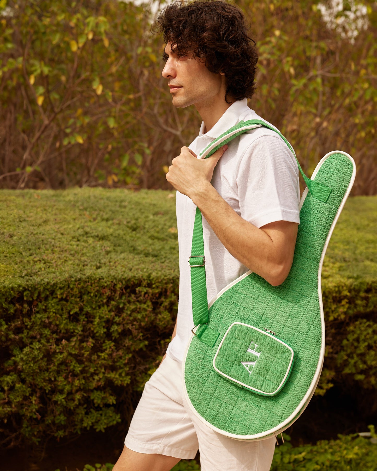 Tennis Racket Cover - Green Terrycloth