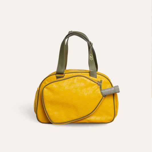 Pickleball Bag Woven Leather Yellow