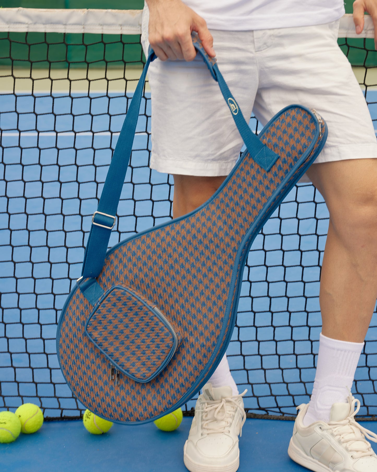 Tennis Racket Cover Blue Houndstooth